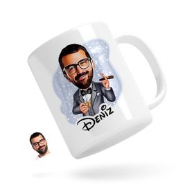 Kişiye Özel Erkek Patron Karikatürlü Beyaz Kupa