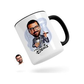 Kişiye Özel Erkek Patron Karikatürlü Siyah Kupa