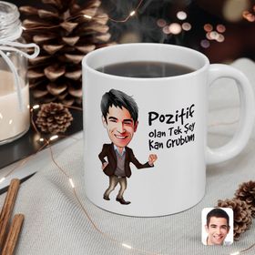 Kişiye Özel Erkek Pozitif Olan Tek Şeyim Kan Grubum Karikatürlü Beyaz Kupa Bardak