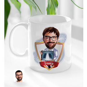 Kişiye Özel Erkek Radyolojist Karikatürlü Beyaz Kupa Bardak