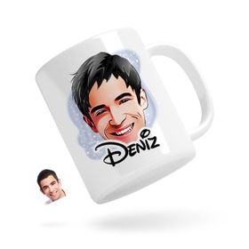 Kişiye Özel Erkek Yüz Karikatürlü Beyaz Kupa