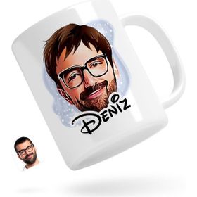 Kişiye Özel Erkek Yüz Karikatürlü Beyaz Kupa