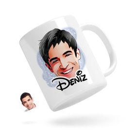 Kişiye Özel Erkek Yüz Karikatürlü Beyaz Kupa