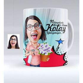 Kişiye Özel Ev Hanımı Karikatürlü Beyaz Kupa Bardak