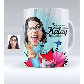 Kişiye Özel Ev Hanımı Karikatürlü Beyaz Kupa Bardak
