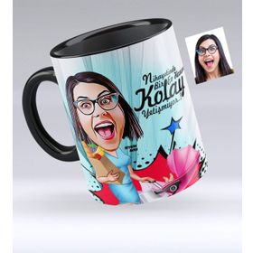 Kişiye Özel Ev Hanımı Karikatürlü Siyah 1 Kupa Bardak