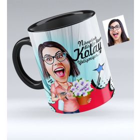 Kişiye Özel Ev Hanımı Karikatürlü Siyah 2 Kupa Bardak