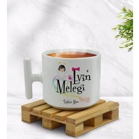 Kişiye Özel Evin Meleği Tasarımlı T Kulplu Beyaz Middle Kupa