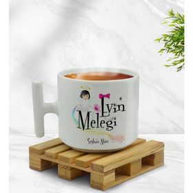 Kişiye Özel Evin Meleği Tasarımlı T Kulplu Beyaz Middle Kupa