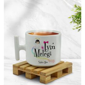 Kişiye Özel Evin Meleği Tasarımlı T Kulplu Beyaz Middle Kupa