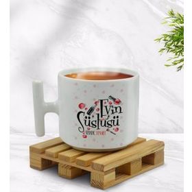 Kişiye Özel Evin Süslüsü Tasarımlı T Kulplu Beyaz Middle Kupa