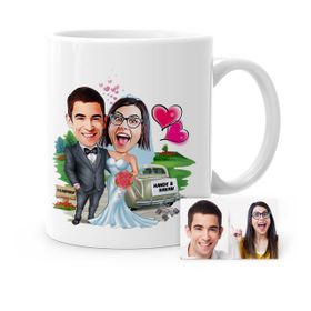 Kişiye Özel Evleniyoruz Karikatür Beyaz 1 Kupa Bardak