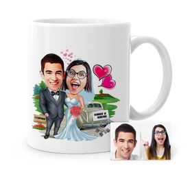 Kişiye Özel Evleniyoruz Karikatür Beyaz 1 Kupa Bardak