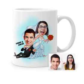 Kişiye Özel Evleniyoruz Karikatür Beyaz 2 Kupa Bardak