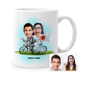 Kişiye Özel Evleniyoruz Karikatür Beyaz 3 Kupa Bardak