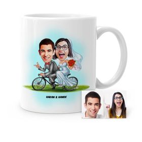Kişiye Özel Evleniyoruz Karikatür Beyaz 3 Kupa Bardak