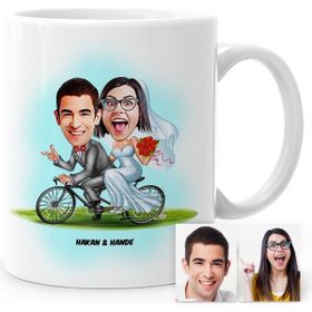 Kişiye Özel Evleniyoruz Karikatür Beyaz 3 Kupa Bardak