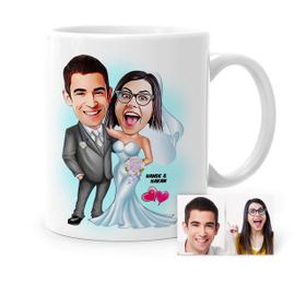 Kişiye Özel Evleniyoruz Karikatür Beyaz 5 Kupa Bardak