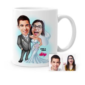 Kişiye Özel Evleniyoruz Karikatür Beyaz 5 Kupa Bardak