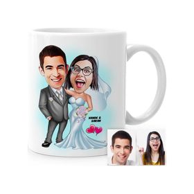 Kişiye Özel Evleniyoruz Karikatür Beyaz 5 Kupa Bardak