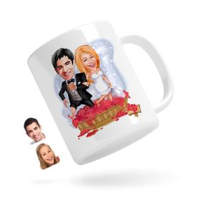 Kişiye Özel Evleniyoruz Karikatürlü Beyaz Kupa Bardak