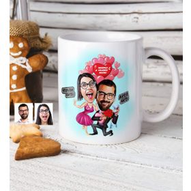 Kişiye Özel Evlilik Teklifi Karikatür Beyaz Kupa Bardak