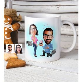 Kişiye Özel Evlilik Teklifi Karikatür Beyaz Kupa Bardak