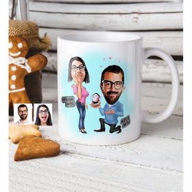 Kişiye Özel Evlilik Teklifi Karikatür Beyaz Kupa Bardak