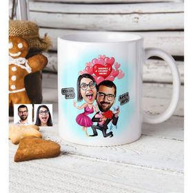 Kişiye Özel Evlilik Teklifi Karikatür Beyaz Kupa Bardak