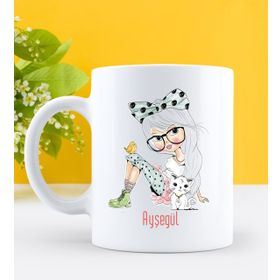 Kişiye Özel Fashion Woman Tasarımlı Beyaz Kupa Bardak