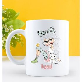 Kişiye Özel Fashion Woman Tasarımlı Beyaz Kupa Bardak