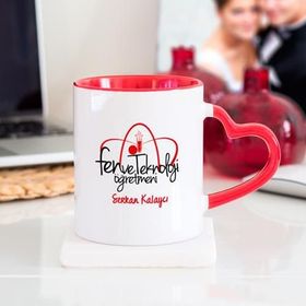 Kişiye Özel Fen Ve Teknoloji Öğretmeni Kalpli Kupa Bardak