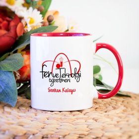 Kişiye Özel Fen Ve Teknoloji Öğretmeni-Kırmızı Kupa Bardak