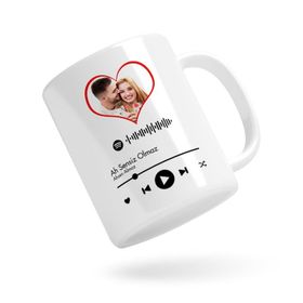 Kişiye Özel Fotoğraflı Spotify Barkodlu Beyaz Kupa Bardak