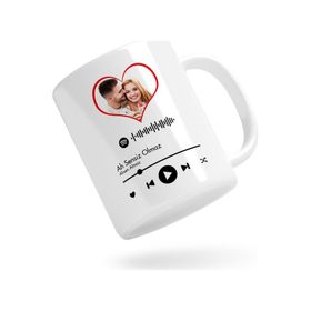 Kişiye Özel Fotoğraflı Spotify Barkodlu Beyaz Kupa Bardak
