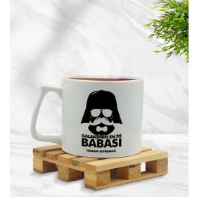 Kişiye Özel Galaksinin En İyi Babası Tasarımlı Middle Beyaz Model 1 Kupa