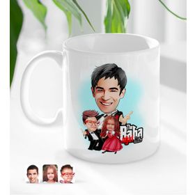 Kişiye Özel Godfather Baba Oğul ve Kız Karikatürlü Beyaz Kupa
