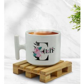 Kişiye Özel Harfli T Kulplu Beyaz Middle Kupa