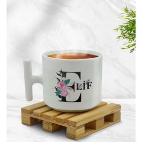 Kişiye Özel Harfli T Kulplu Beyaz Middle Kupa