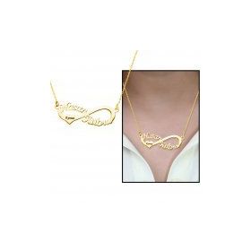 Kişiye Özel İsim Yazılı Gold 925 Ayar Sonsuzluk Kadın Gümüş Kolye