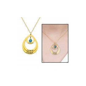 Kişiye Özel İsim Yazılı Gold 925 Ayar Üç Damla Kadın Gümüş Kolye