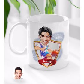 Kişiye Özel İsimli Erkek Basketbolcu Karikatürlü Beyaz Kupa