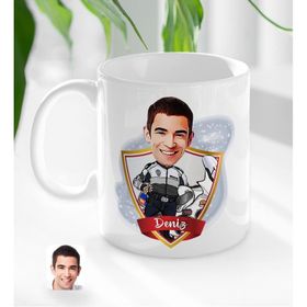Kişiye Özel İsimli Erkek Yunus Polisi Karikatürlü Beyaz Kupa