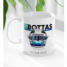 Kişiye Özel İsimli F1 Bottas Tasarımlı Beyaz Kupa