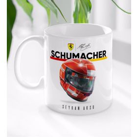 Kişiye Özel İsimli F1 Schumacher Tasarımlı Beyaz Kupa