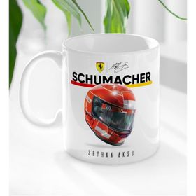 Kişiye Özel İsimli F1 Schumacher Tasarımlı Beyaz Kupa
