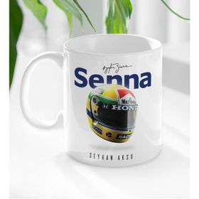 Kişiye Özel İsimli F1 Senna Tasarımlı Beyaz Kupa