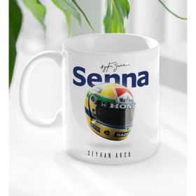 Kişiye Özel İsimli F1 Senna Tasarımlı Beyaz Kupa