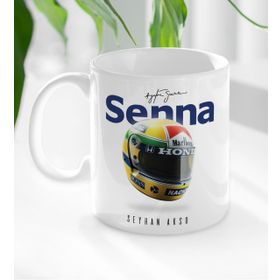 Kişiye Özel İsimli F1 Senna Tasarımlı Beyaz Kupa