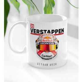 Kişiye Özel İsimli F1 Verstappen Tasarımlı Beyaz Kupa